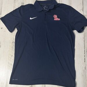 Nike Men's Dark Blue Dri-FIT Ole Miss  Polo
